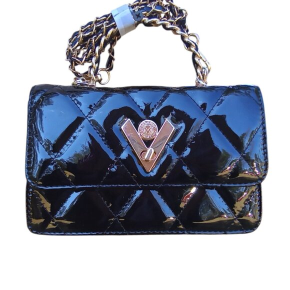 Valentino Orlandi NEW❤️‍🔥Black Patent Leather Chain Twist Lock Crossbody $349 - Picture 2 of 11
